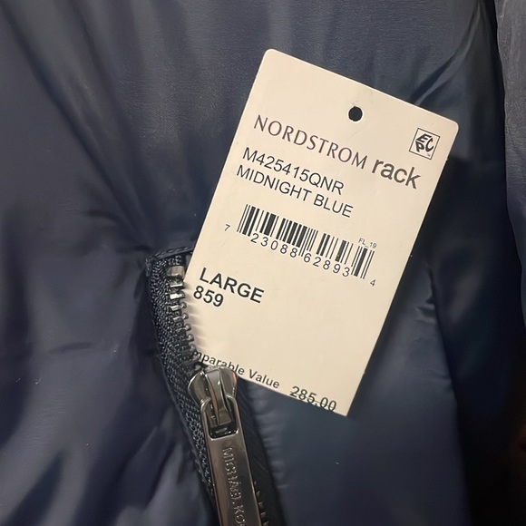 NWT MICHAEL KORS flawless, midi jacket. Dark blue, size Large. Zipper pockets. - Picture 12 of 16
